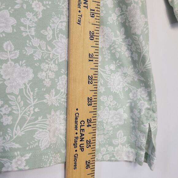 Lands End Shirt Womens Small Green Floral 3/4 Sleeve Cotton Tunic Top Cottage - Picture 8 of 13